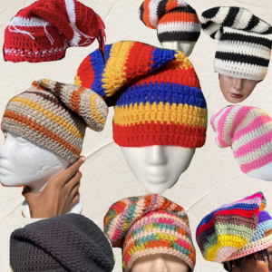 Handmade Colorful Knitted Bucket Hats with Various Patterns Stripe Camouflage Bows Fruit Dot Print Crochet Cap Knitting Cap